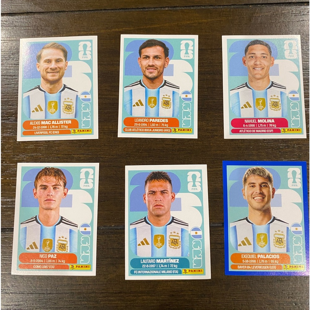 6 Argentina players panini stickers